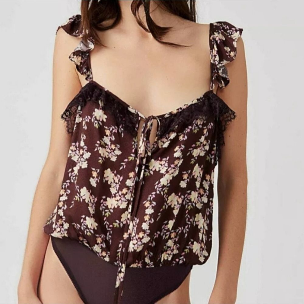 Intimately Free People Floral Lace Bodysuit Size Small